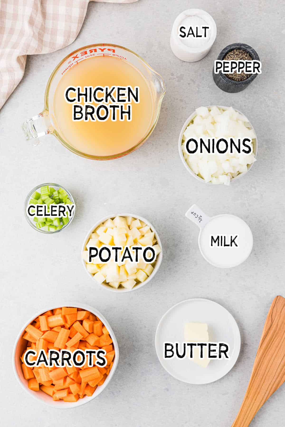 Cream of carrot soup ingredients.