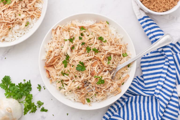 The recipe in a bowl with a fork.