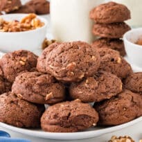 Fudge cookies on a plate.