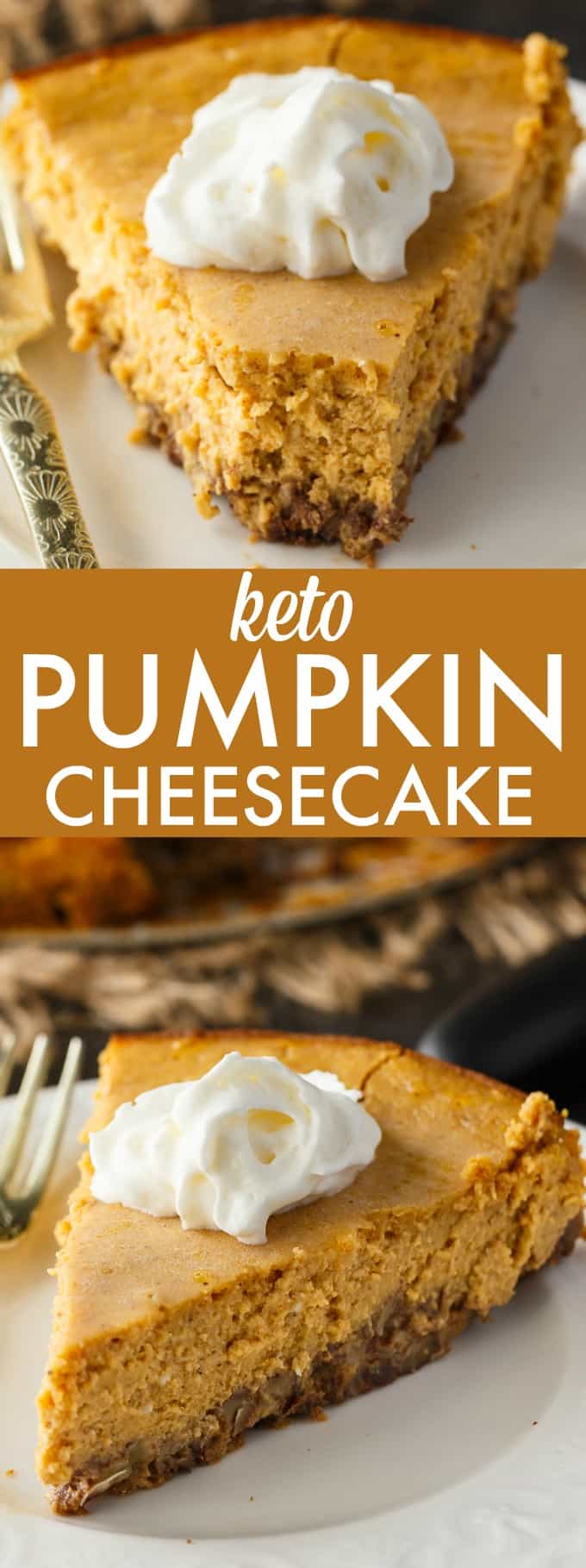 Keto Pumpkin Cheesecake - Rich and creamy! Enjoy this easy keto dessert guilt-free. Each bite is pure pumpkin heaven.