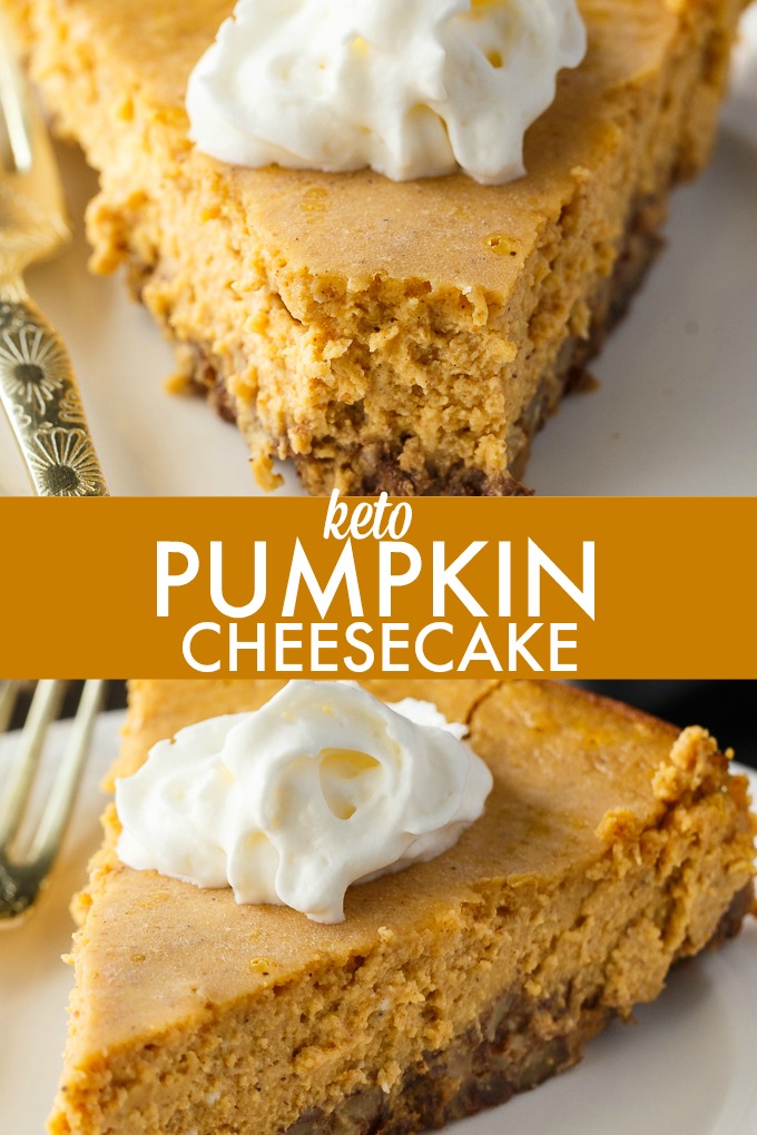 Keto Pumpkin Cheesecake - Rich and creamy! Enjoy this easy keto dessert guilt-free. Each bite is pure pumpkin heaven.