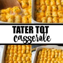 Tater Tot Casserole - A classic comfort food casserole your family will love! It has a layer of ground beef mixed with a creamy veggie sauce and topped with crispy Tater Tots and melted cheddar cheese.