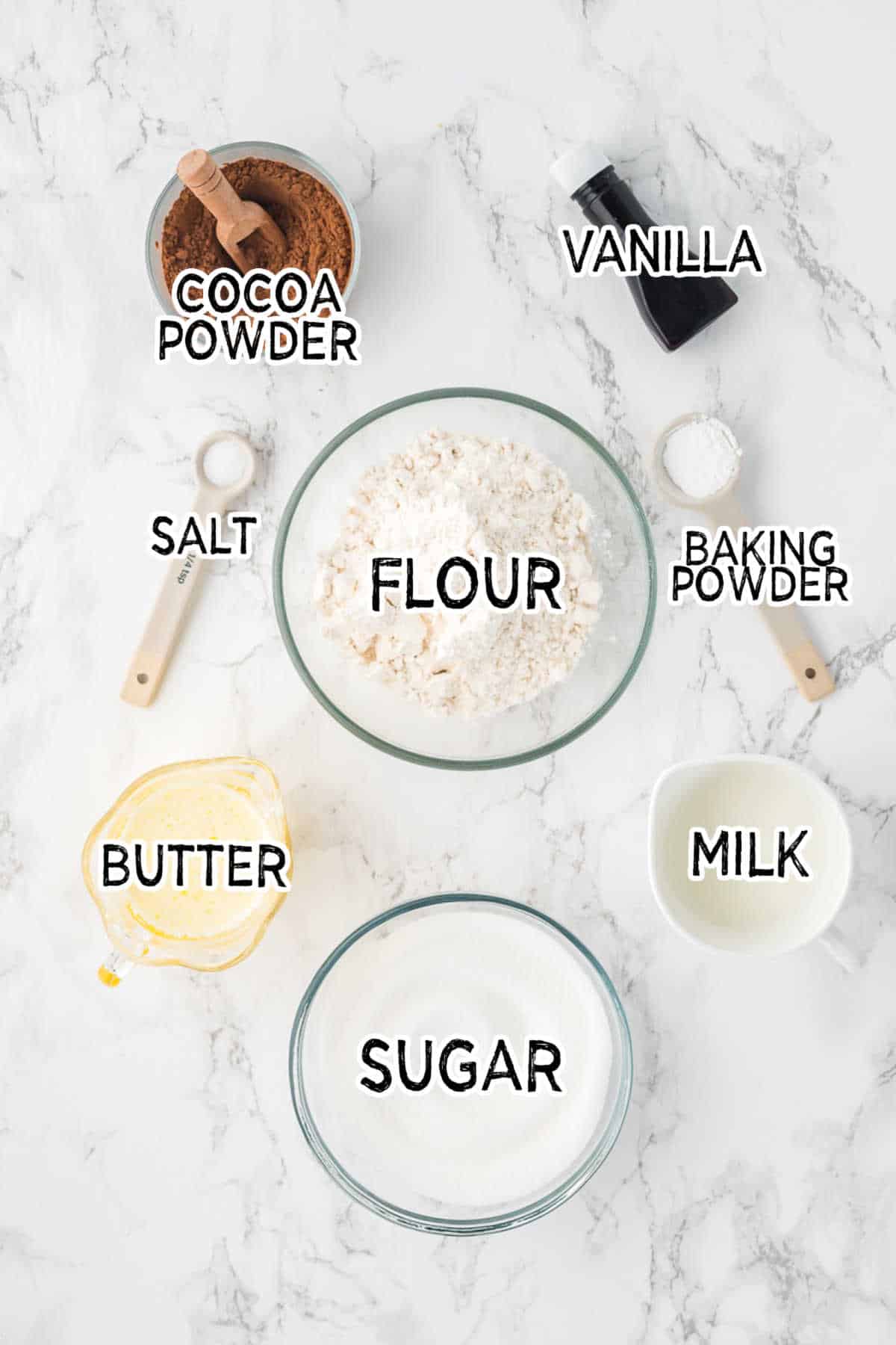 Ingredients to make hot fudge pudding cake.