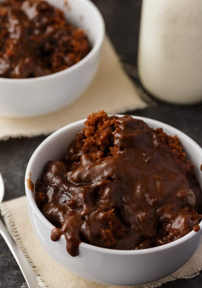 Hot Fudge Pudding Cake - So sinfully rich! Luscious chocolate cake bakes right with a creamy, chocolatey pudding sauce.