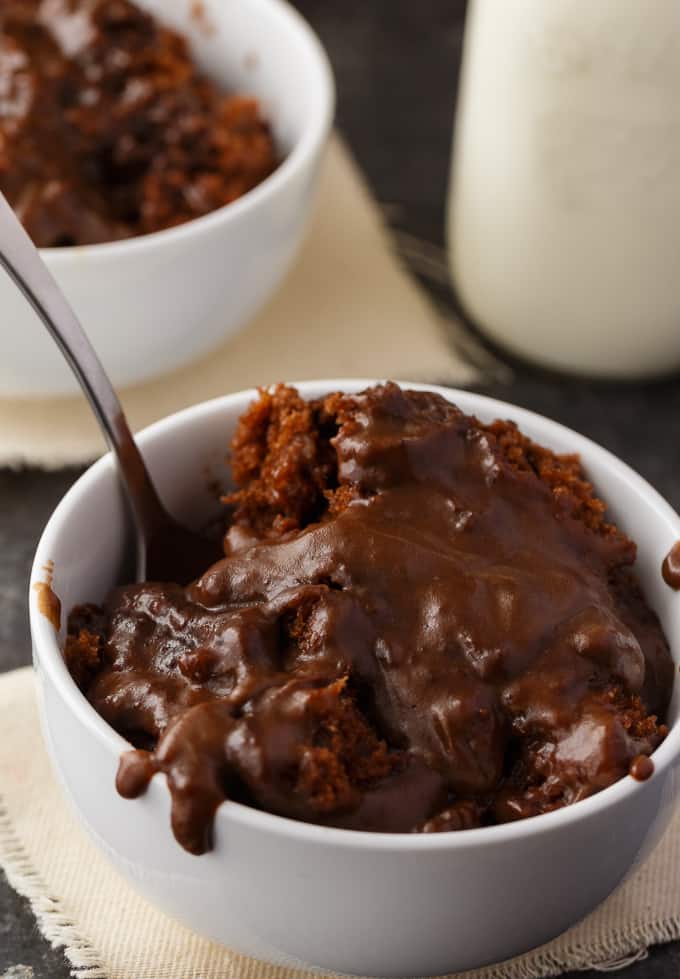 Hot Fudge Pudding Cake - So sinfully rich! Luscious chocolate cake bakes right with a creamy, chocolatey pudding sauce.
