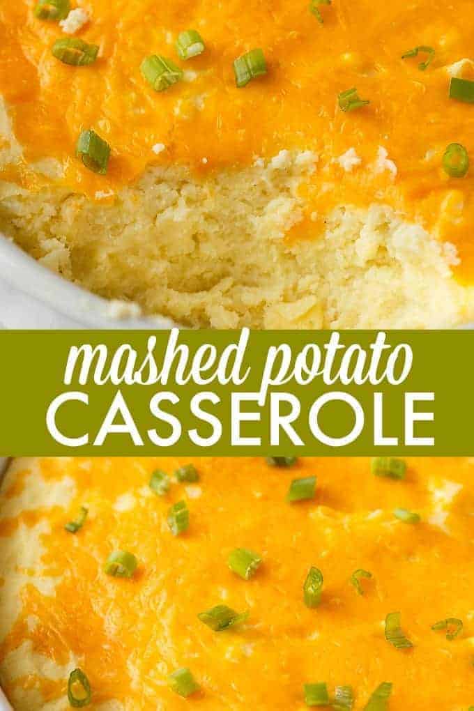 Mashed Potato Casserole - A perfect make-ahead side dish for holiday meals. Creamy mashed potatoes, amped up with cream cheese and sour cream, are a huge hit and are a delicious potato side dish for any occasion.