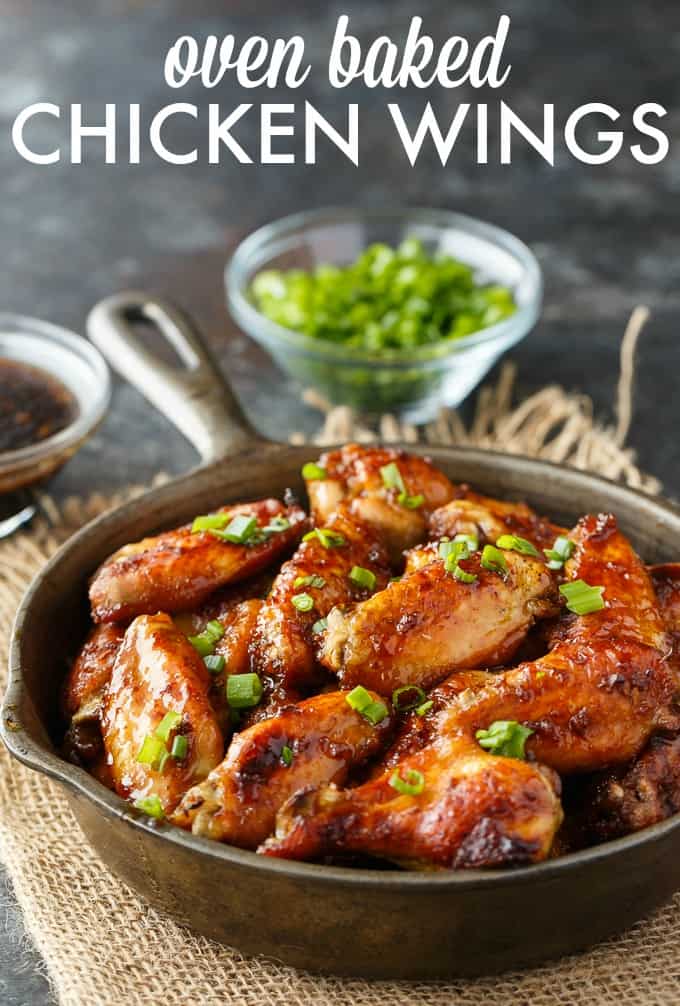 Oven Baked Chicken Wings - The BEST wing recipe ever! Juicy chicken wings are oven baked in a flavorful honey garlic sauce.