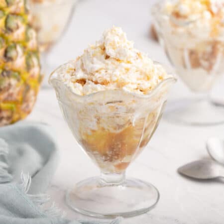 Pineapple delight in a parfait dish.