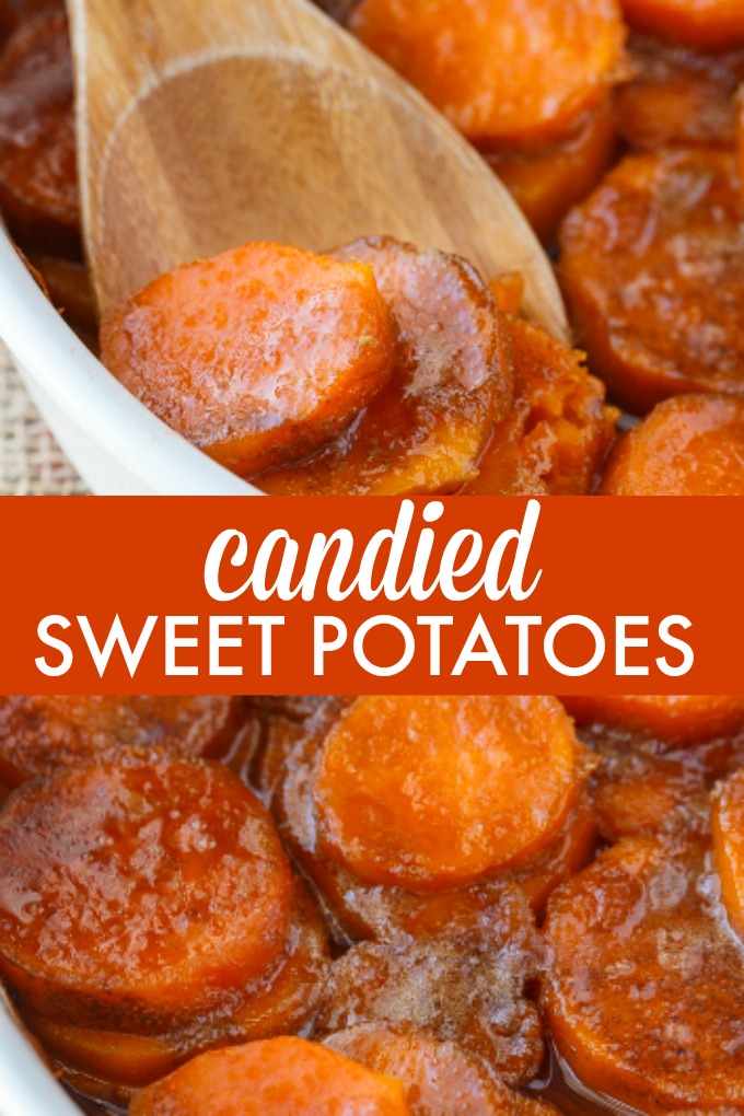 Candied Sweet Potatoes - An easy side dish recipe that tastes like a dessert. Tender sweet potato rounds are covered in a rich, buttery glaze.