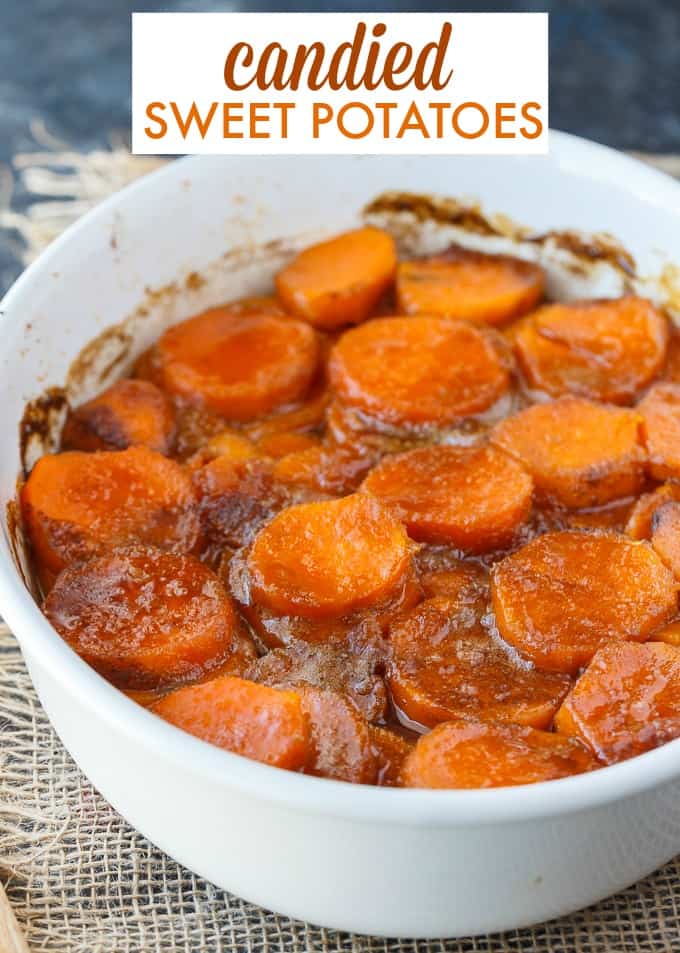 Candied Sweet Potatoes - An easy side dish recipe that tastes like a dessert. Tender sweet potato rounds are covered in a rich, buttery glaze.