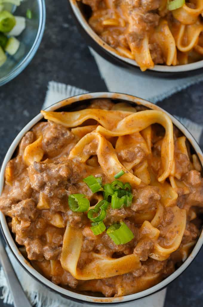 5 Soup Pasta - An easy dinner for your family that uses 5 cans of soup in the mouthwatering sauce. It tastes a little like Hamburger Helper.