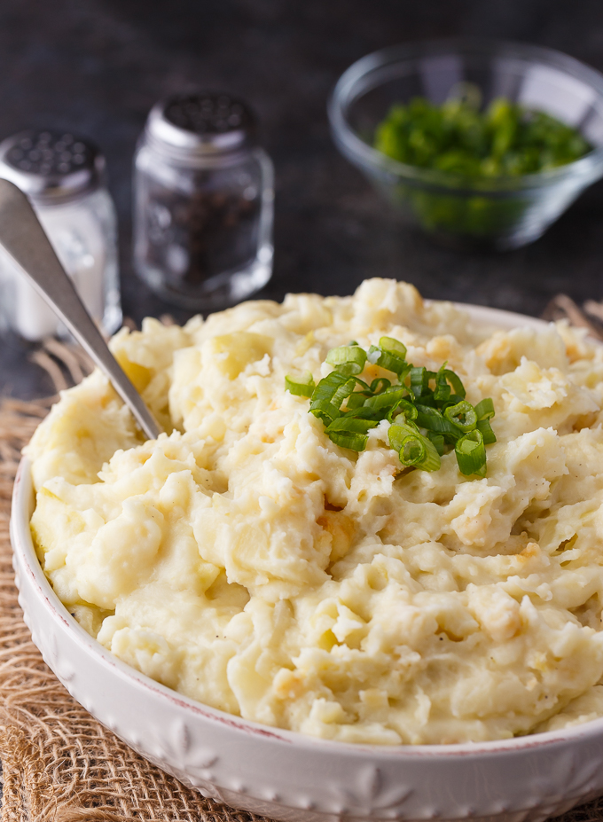 Irish Potatoes - A hearty side dish made with creamy mashed potatoes, garlic and cabbage. Serve for St. Patrick's Day or anytime of year!