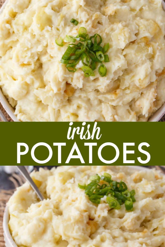 Irish Potatoes - A hearty side dish made with creamy mashed potatoes, garlic and cabbage. Serve for St. Patrick's Day or anytime of year!