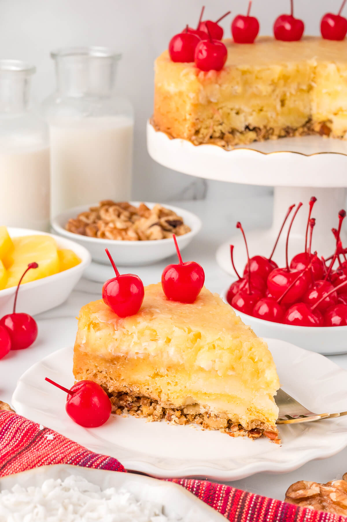 A slice of the recipe on a plate.
