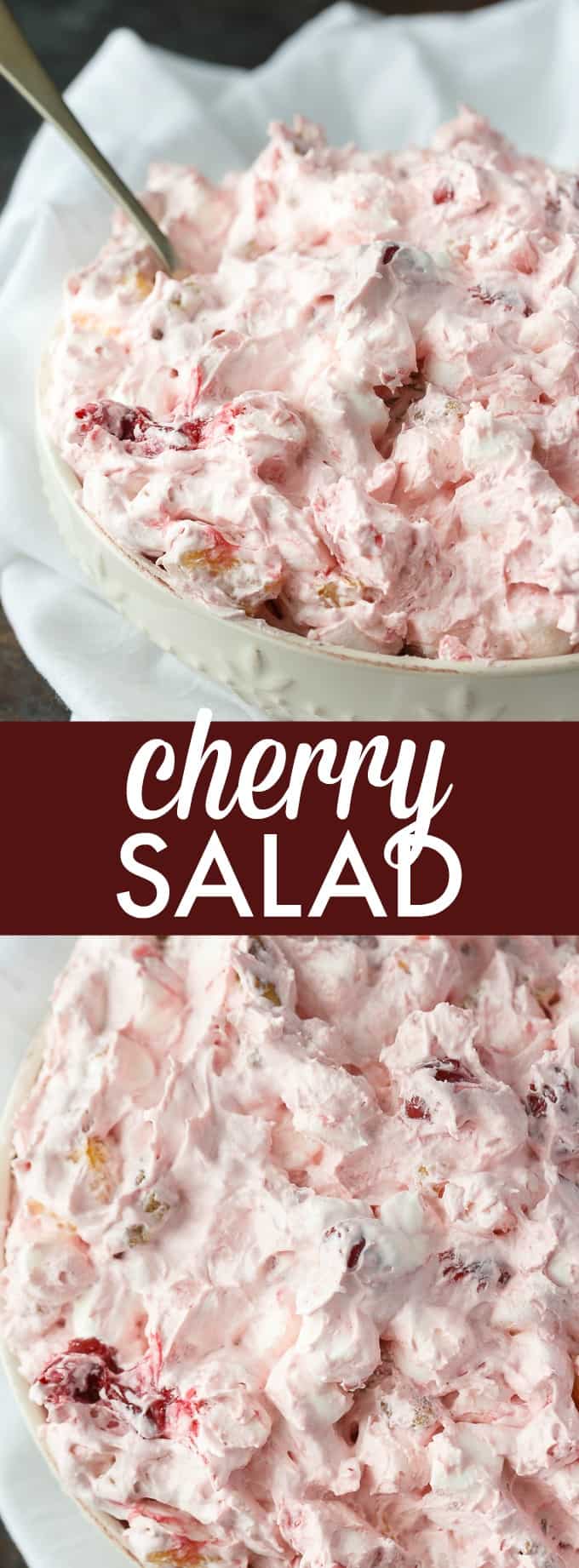 Cherry Salad - Super simple dessert with only six ingredients that you can whip up in a matter of minutes. Perfect for potlucks and parties!