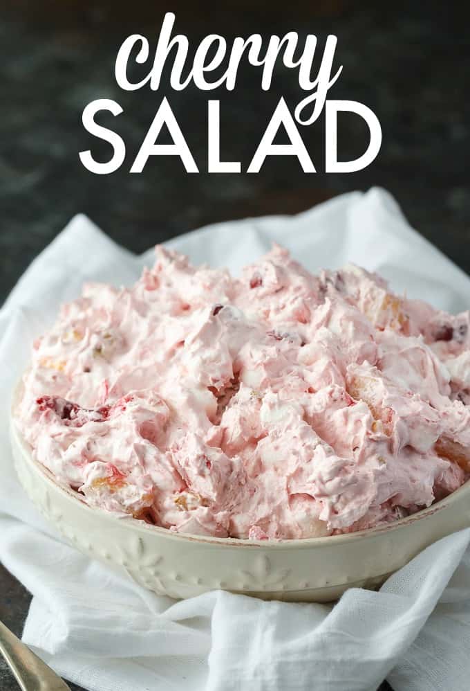 Cherry Salad - Super simple dessert with only six ingredients that you can whip up in a matter of minutes. Perfect for potlucks and parties!