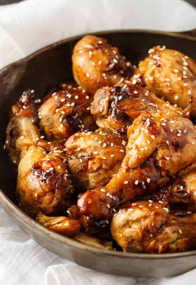 Sticky Chicken - Dress up your drumsticks! This one-pan main dish is a family favorite with chicken legs and a sweet and sticky sauce.
