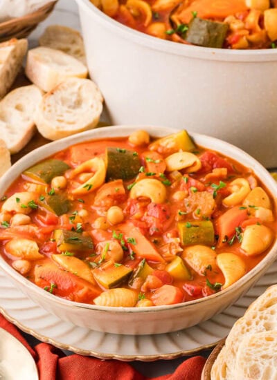 A bowl of soup.