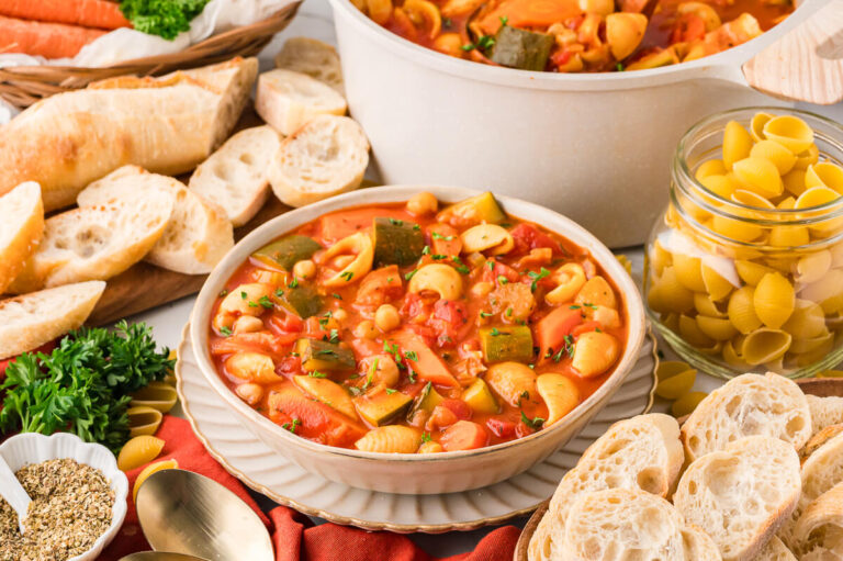 A bowl of soup.