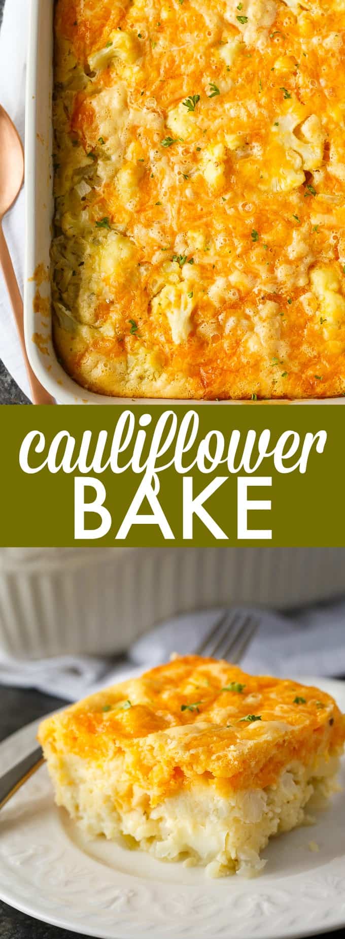 Cauliflower Bake - Cauliflower, cheese and a convenient biscuit mix make a fantastic side dish. Even those that don't love cauliflower will love this one!