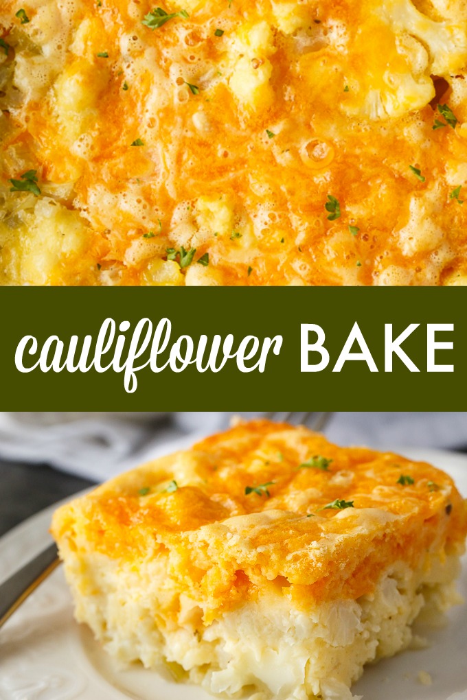 Cauliflower Bake - Cauliflower, cheese and a convenient biscuit mix make a fantastic side dish. Even those that don't love cauliflower will love this one!