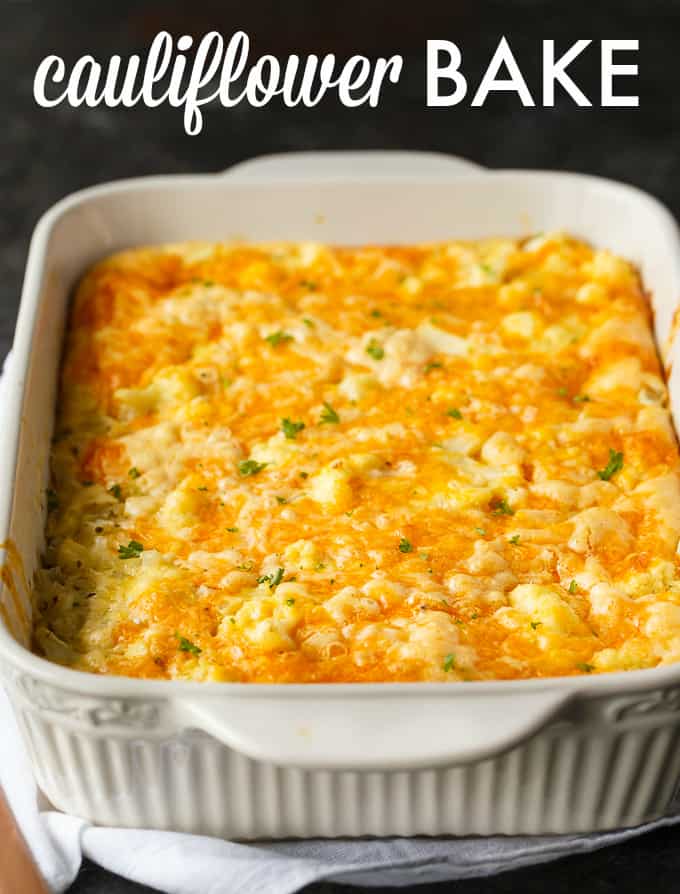 Cauliflower Bake - Cauliflower, cheese and a convenient biscuit mix make a fantastic side dish. Even those that don't love cauliflower will love this one!