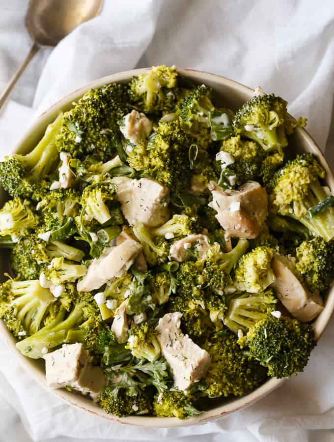 Chicken & Broccoli Salad - A creamy, flavorful dressing envelopes tender broccoli florets, chicken and green onions. This easy salad recipe is a surefire hit!