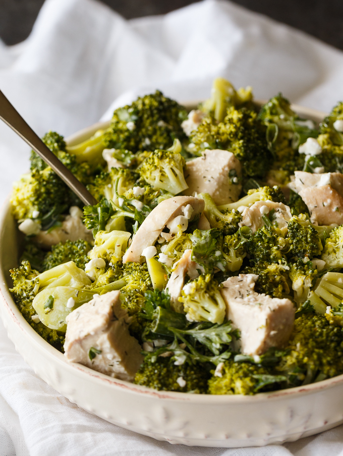 Chicken & Broccoli Salad - A creamy, flavorful dressing envelopes tender broccoli florets, chicken and green onions. This easy salad recipe is a surefire hit!