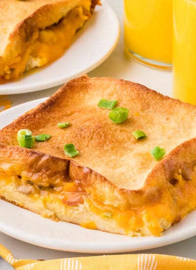 A slice of the recipe on a plate.