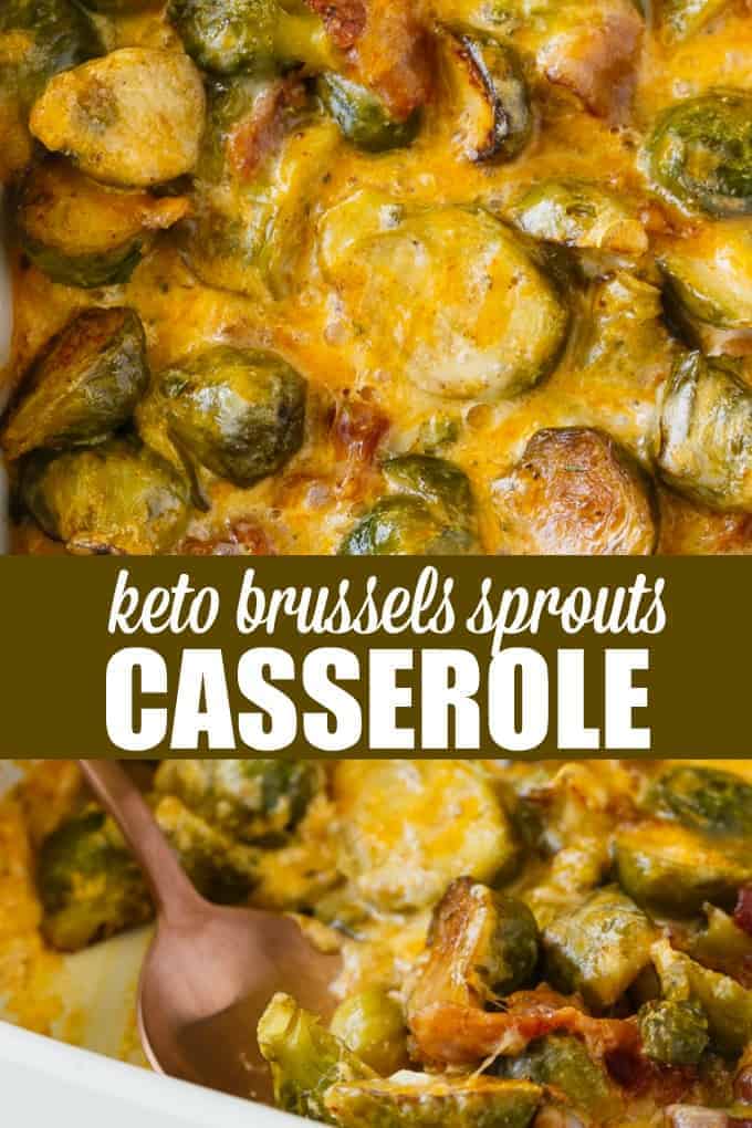 Keto Brussels Sprouts Casserole - Cheesy comfort food you can enjoy guilt-free! This delicious Keto casserole is made with tender Brussels Sprouts, bacon and loads of cheese.