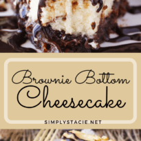 Brownie Bottom Cheesecake - So easy to make that you'll feel like you are cheating! Enjoy the rich chocolate brownie bottom layer topped with a creamy and sweet cheesecake filling. Use a brownie mix to save on time!