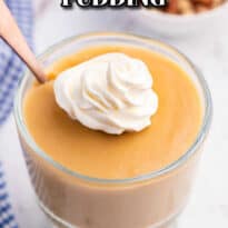 Butterscotch pudding pin image.