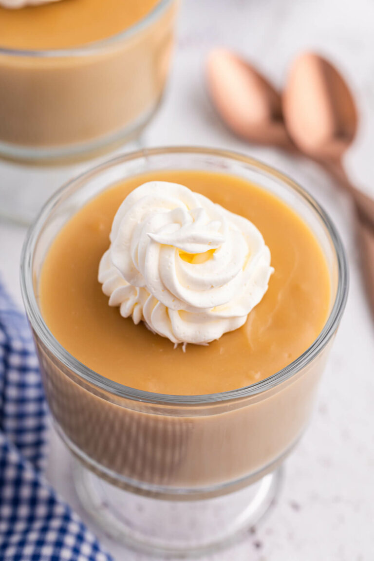 A parfait dish of pudding.