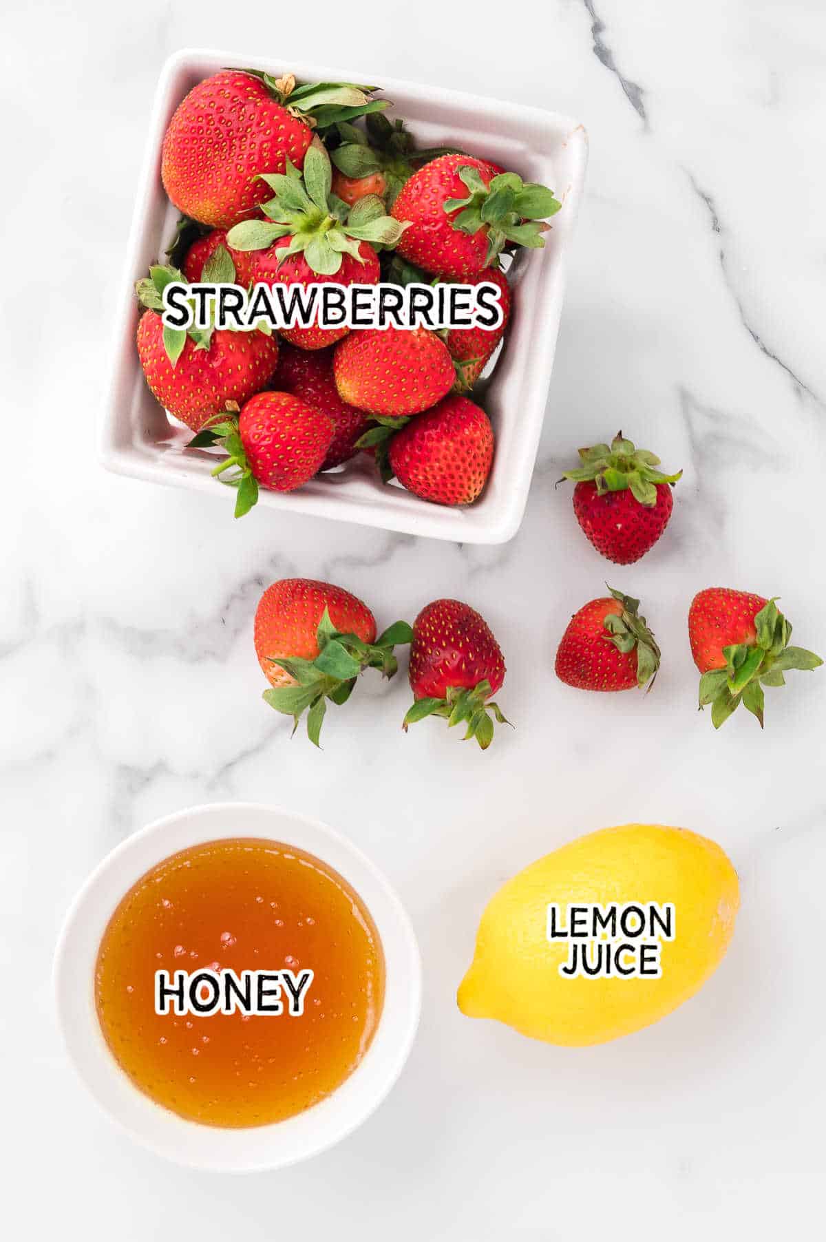 Strawberry sauce ingredients.