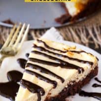 Brownie Bottom Cheesecake - So easy to make that you'll feel like you are cheating! Enjoy the rich chocolate brownie bottom layer topped with a creamy and sweet cheesecake filling. Use a brownie mix to save on time!