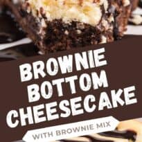 Brownie Bottom Cheesecake - So easy to make that you'll feel like you are cheating! Enjoy the rich chocolate brownie bottom layer topped with a creamy and sweet cheesecake filling. Use a brownie mix to save on time!