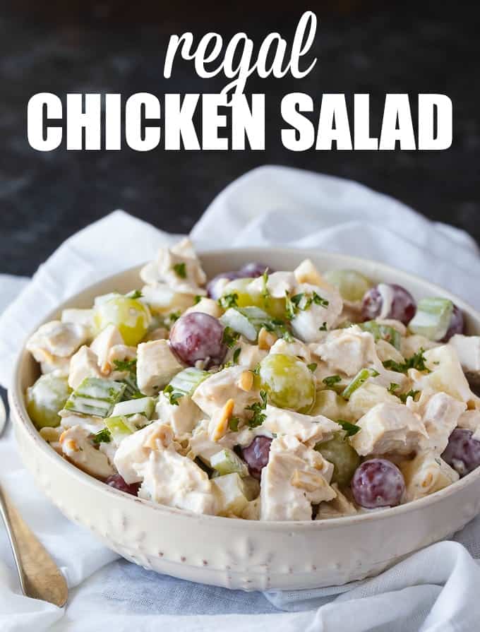 Regal Chicken Salad - My husband says this is the BEST chicken salad ever! It's loaded with tender chicken, grapes, celery, pineapple and tossed in a slightly sweet creamy dressing.