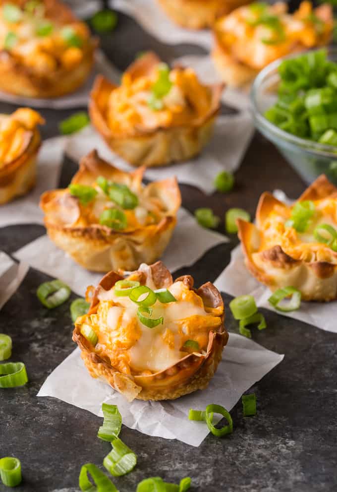 Buffalo Chicken Wonton Cups 