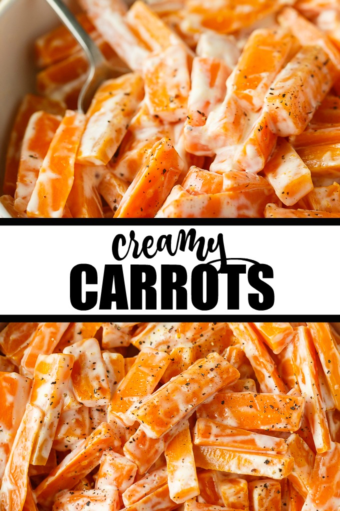 Creamy Carrots - A vibrant and bright holiday side dish recipe! Your kids will love these carrots with just sugar, salt, mayo, and cream.