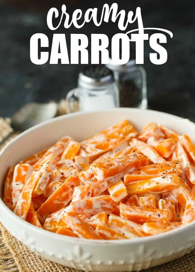 Creamy Carrots - A vibrant and bright holiday side dish recipe! Your kids will love these carrots with just sugar, salt, mayo, and cream.