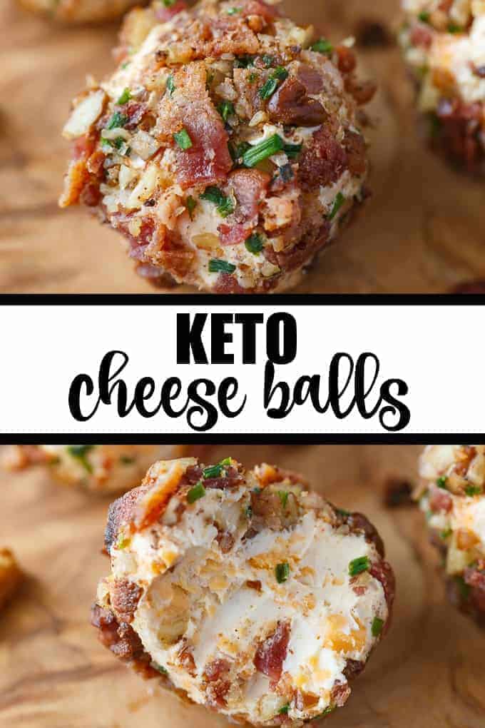 Keto Cheese Balls - Bite sized cheese balls make a delicious low carb appetizer! Flavorful cream cheese balls are rolled in a mixture of bacon, chives and pecans.