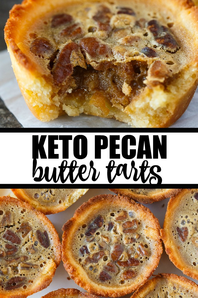 Keto Pecan Butter Tarts - Canada's favorite dessert, but low-carb! Less than 10 ingredients in this rich and sweet tart.