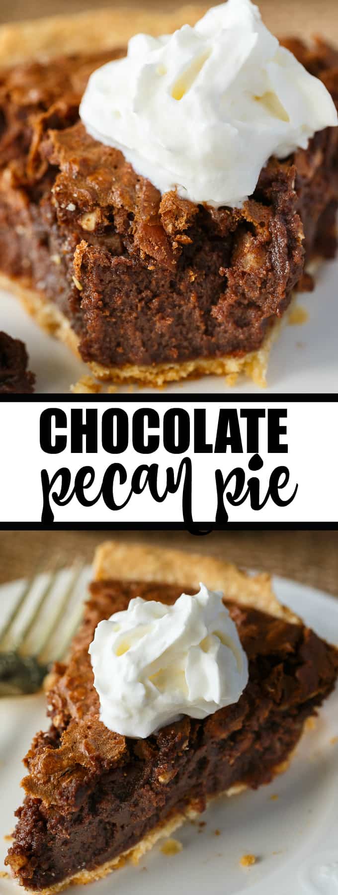 Chocolate Pecan Pie - A chocolatey twist on the original. Sinfully sweet with the perfect fall crunch! 
