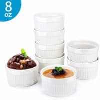 8 Oz Ramekin Bowls,8 PCS Bakeware Set for Baking and Cooking, Oven Safe Sleek Porcelain White Ramikins for Pudding, Creme Brulee, Custard Cups and Souffle Small instant table tray