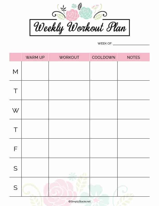 2020 Fitness Planner Free Printable Simply Stacie