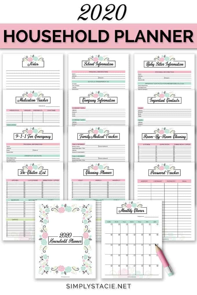 2020 Household Planner Free Printable