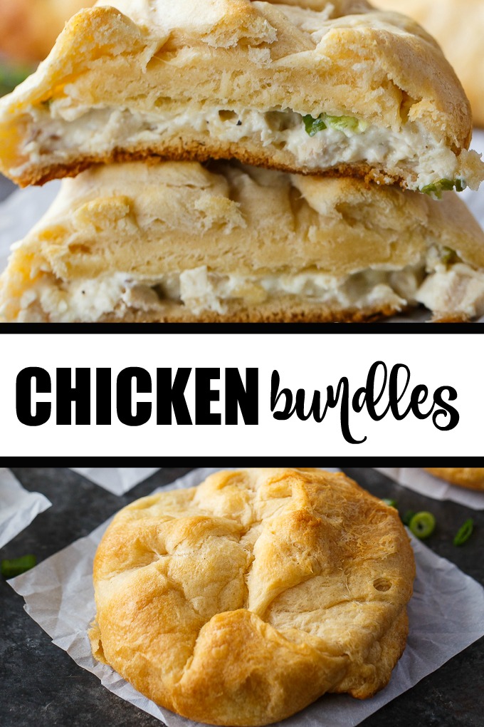 Chicken Bundles - Kids LOVE this easy treat! Creamy chicken salad is surrounded by a flaky golden dough pocket. Perfect for leftover chicken!