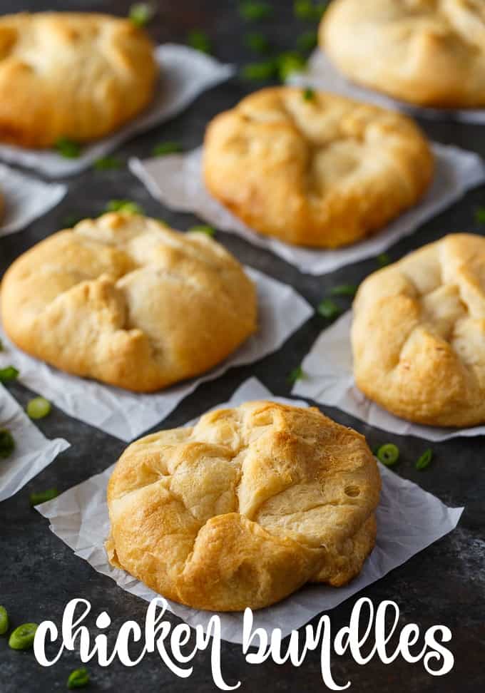 Chicken Bundles - Kids LOVE this easy treat! Creamy chicken salad is surrounded by a flaky golden dough pocket. Perfect for leftover chicken!