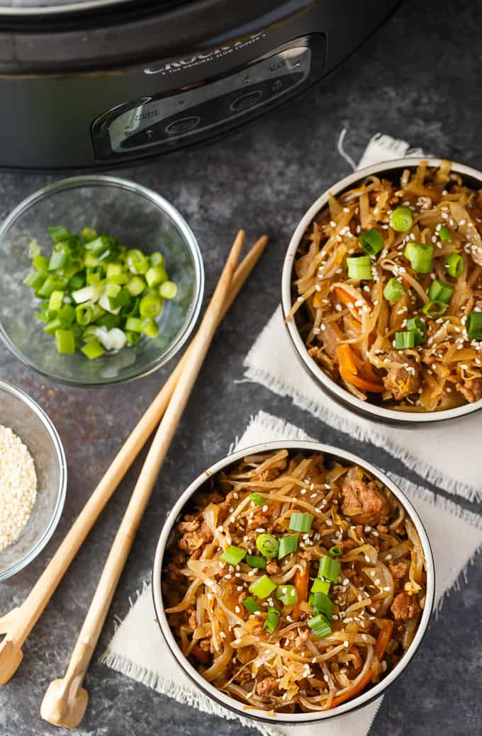 Egg Roll in a Bowl - Everything you love about egg rolls without all the fuss! Forget the wrapper and enjoy the delicious and savoury taste of the inside of an egg roll. So easy to make in your Crock-Pot.