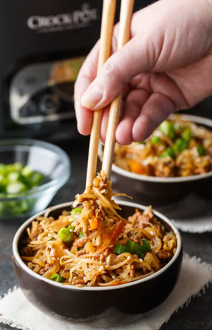 Egg Roll in a Bowl - Everything you love about egg rolls without all the fuss! Forget the wrapper and enjoy the delicious and savoury taste of the inside of an egg roll. So easy to make in your Crock-Pot.